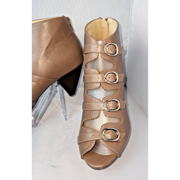 Cato Women's Open toe four Buckle Faux Leather Ankle Shoes size 10 - Picture 3 of 13